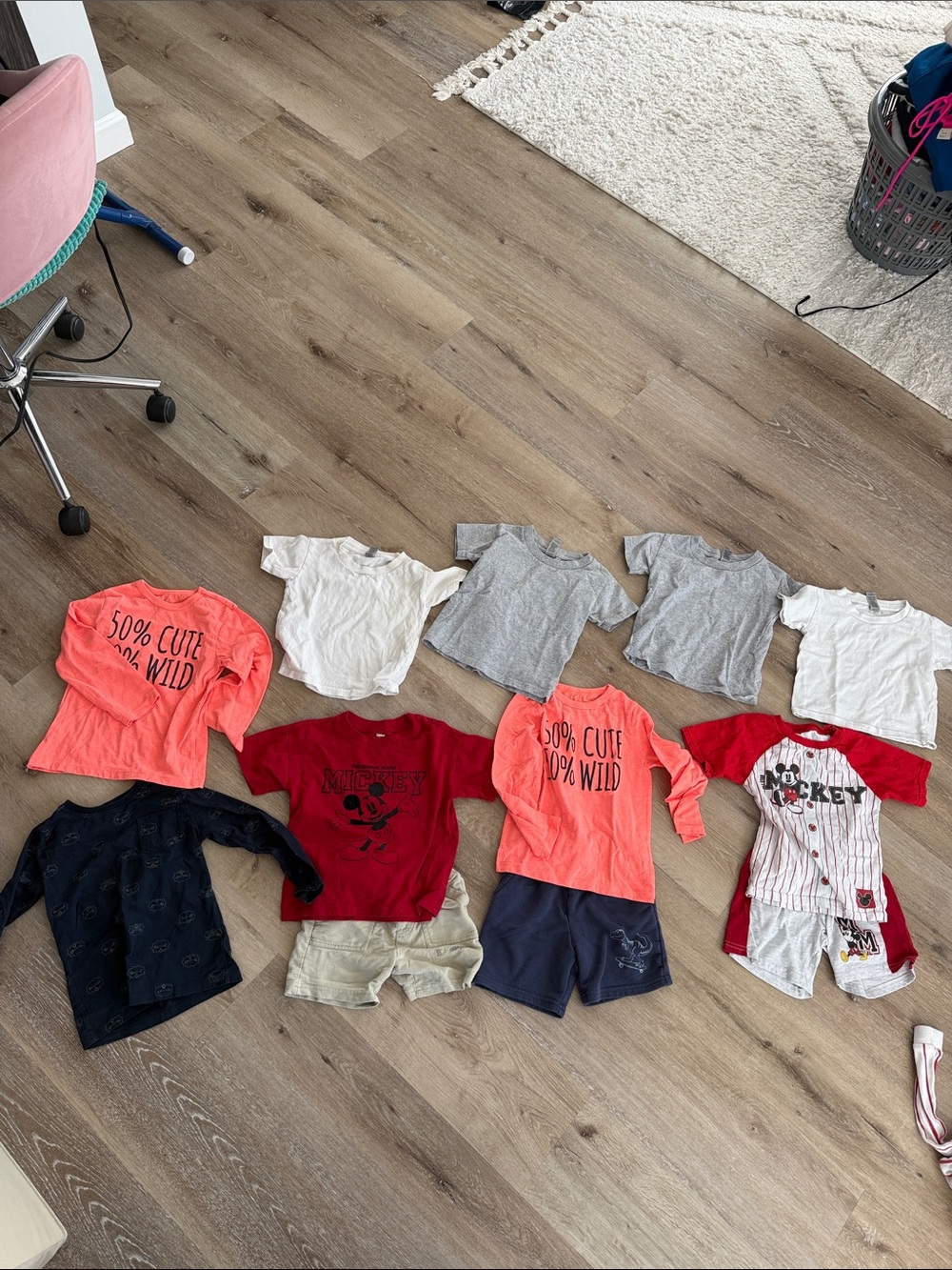 Disney Kids Red & Coral Mickey Graphic Short Sleeve Tee